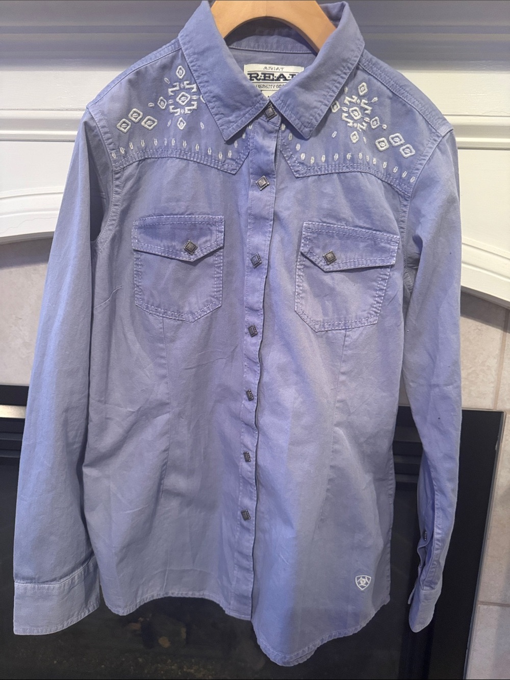 Ariat Lavender Western Embroidered Button-Down Shirt